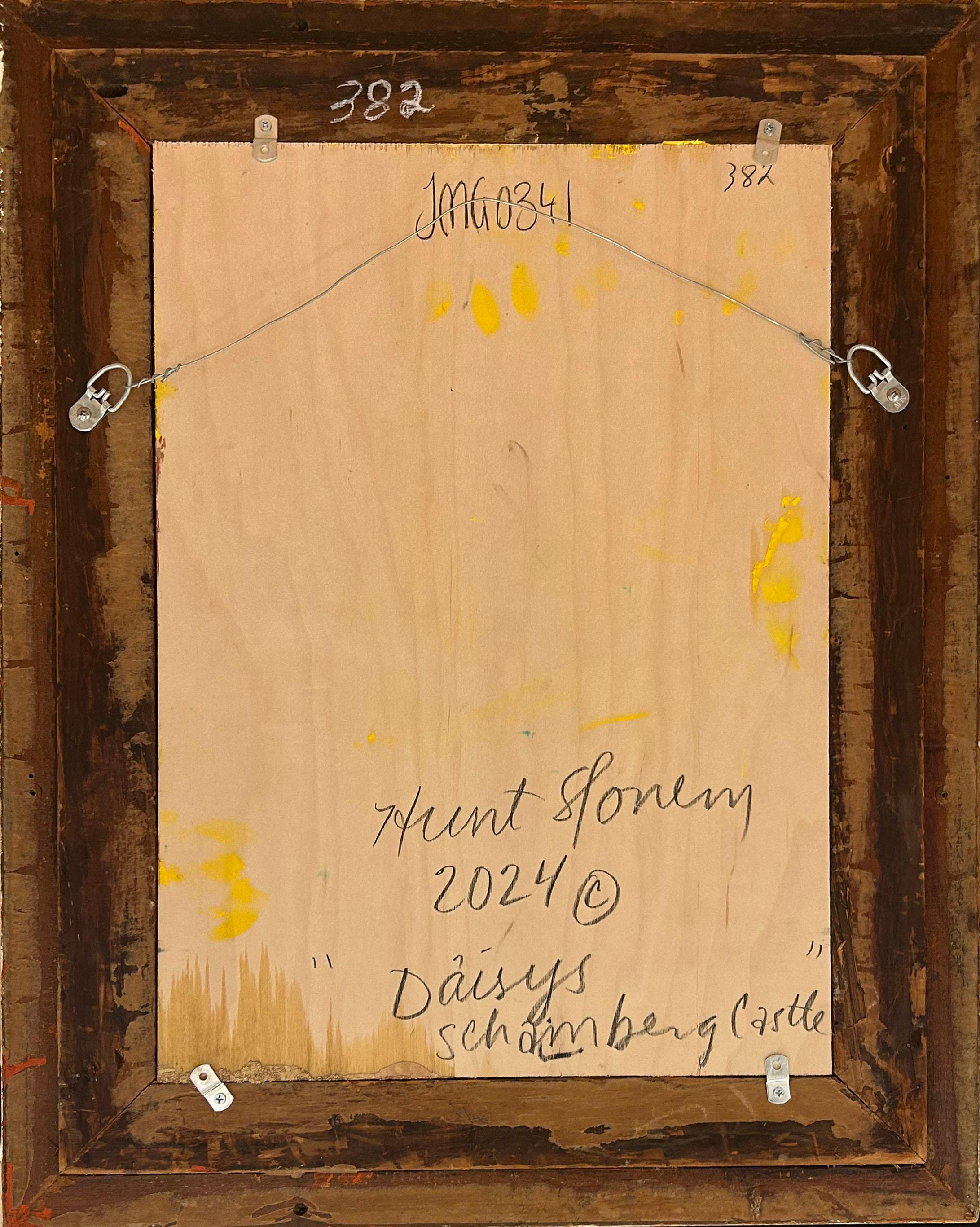 Artist:  Slonem, Hunt
Title:  Daisy's Schamberg Castle
Date:  2024
Medium:  Oil on wood
Unframed Dimensions:  21