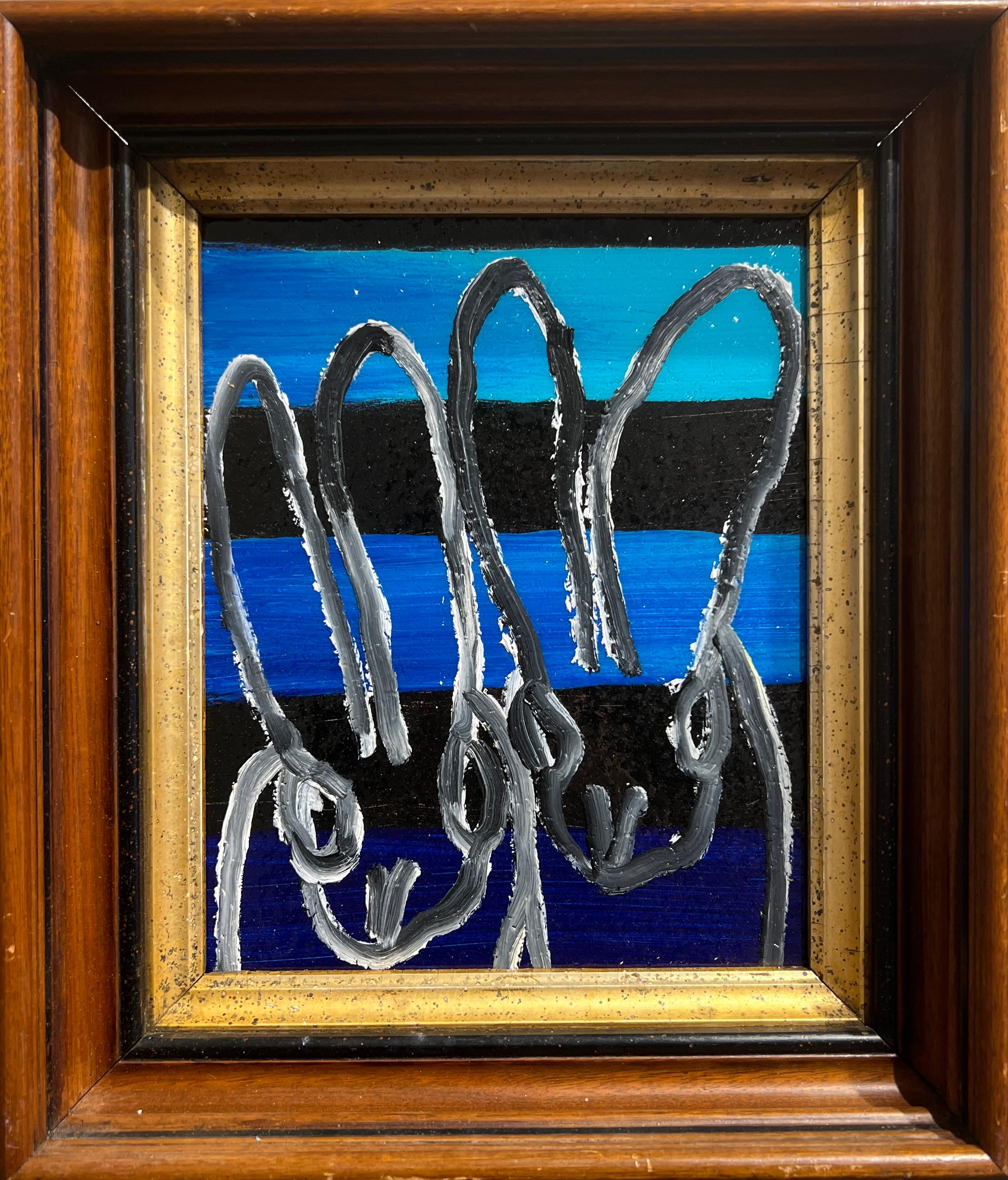 Hunt Slonem Animal Painting - Diamond Strip Painting, Oil and Diamond Dust on Wood, Framed, 2025