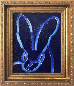 "Diver" (White Bunny on Diamond Dust Ultramarine Blue Background)