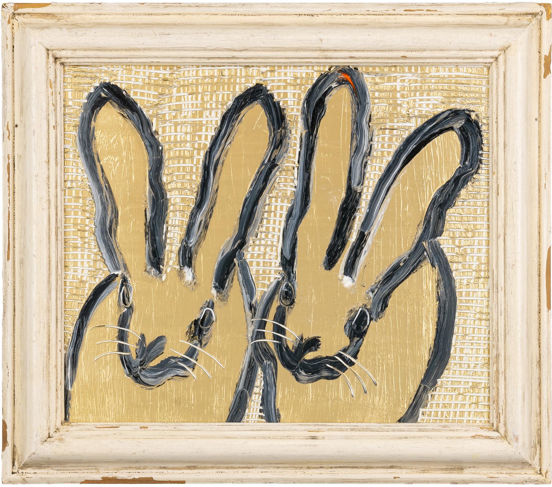 Hunt Slonem Animal Painting - Double Bunny Flurry