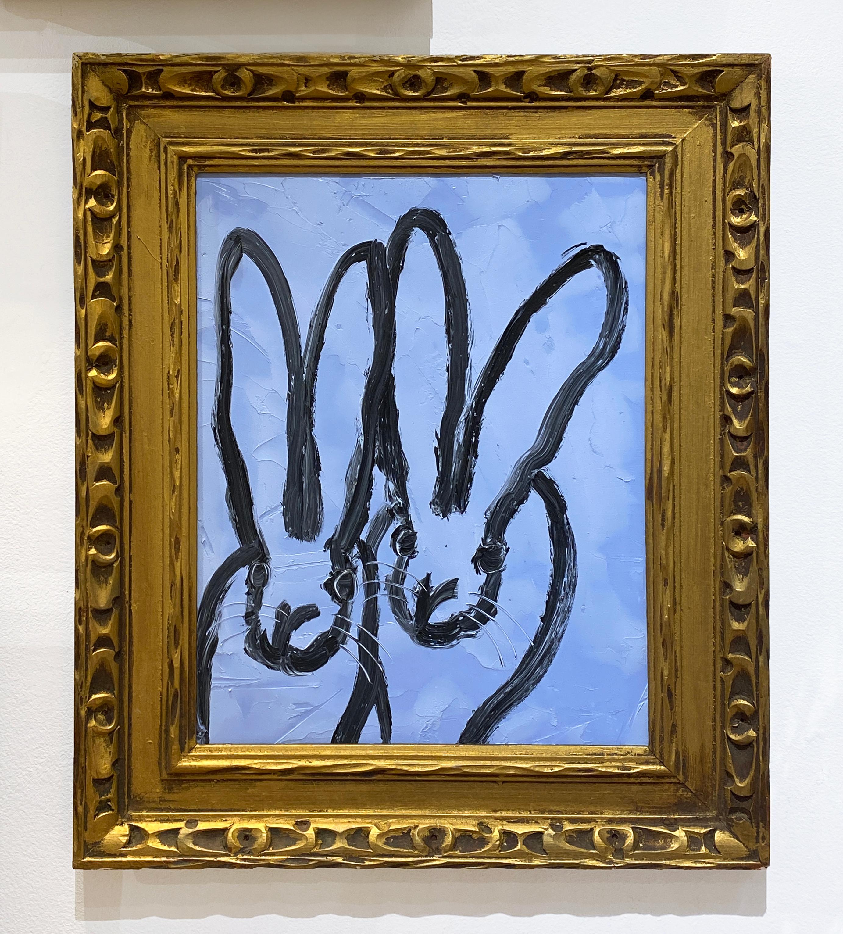 Double Bunny Other Blue - Painting by Hunt Slonem
