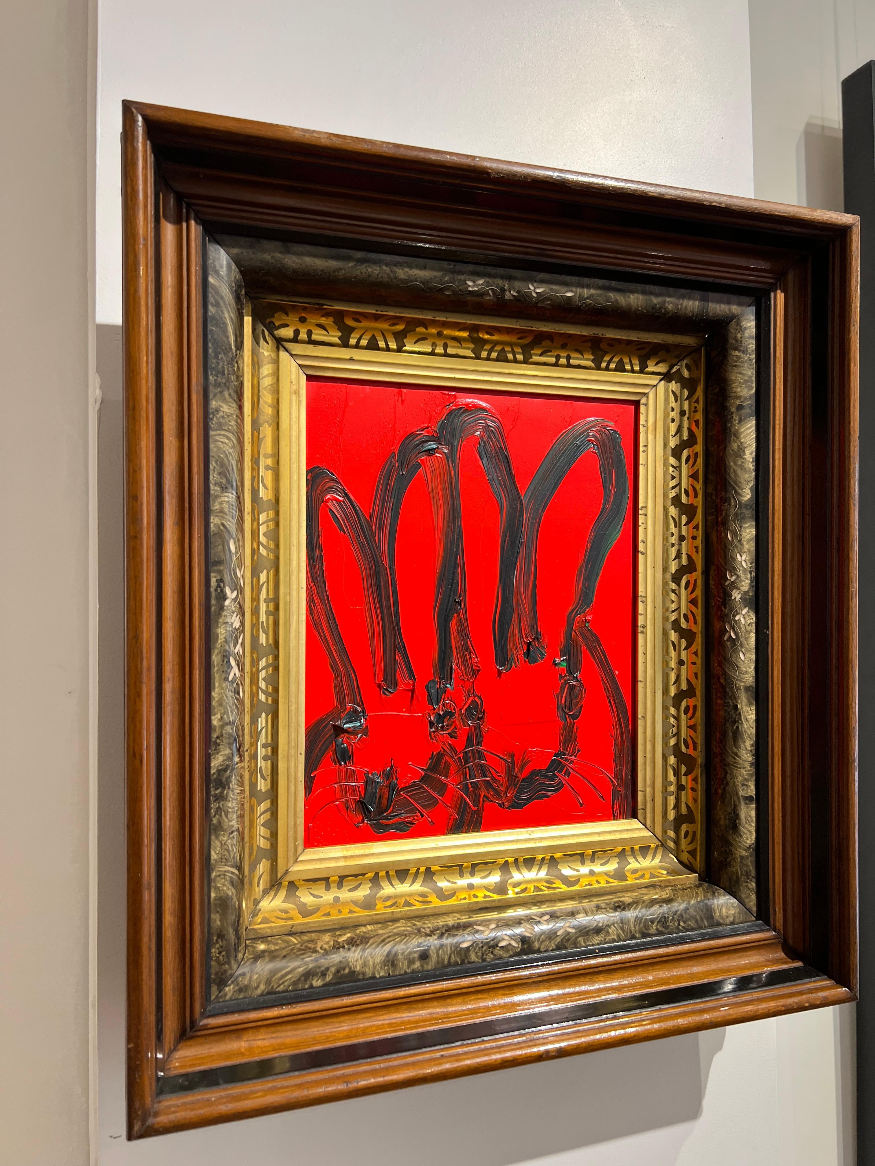 Original and unique artwork by Hunt Slonem.
Oil on wood

Painting is framed, as seen in the images. Dimensions of the artwork with the frame: 45 x 39 cm
Signed Verso, titled and dated.
Please note that Hunt Slonem paintings with frames may show