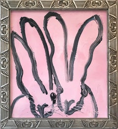 "Duet" (2 Bunnies on Lavender Pink) Oil Painting on Wood Panel