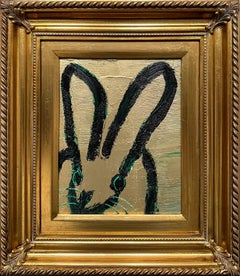 "Edgar" Black Bunny on Golden Background with Lime Green Accents & Scoring 