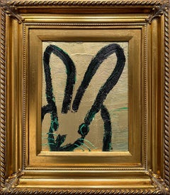 "Edgar" Black Bunny on Golden Background with Lime Green Accents & Scoring