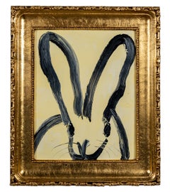 Elm "Bunny Painting" Original Oil Painting in Vintage Gold Frame