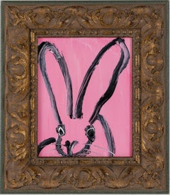 Gabriella "Bunny Painting" Colorful and Fun Framed Oil Painting in Vintage Frame