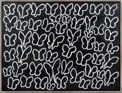Hunt Slonem "Ghost Flight" Peinture à l'huile et à l'acrylique encadrée avec poussière de diamant
