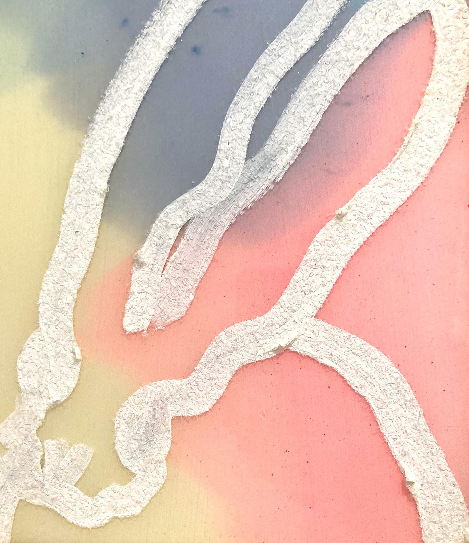 „Glisten Series“ Bunny auf buntem Diamantenstaubgrund, Ölgemälde, gerahmt (Neue Wilde), Painting, von Hunt Slonem