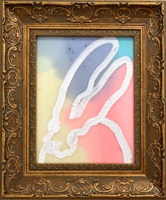 Peinture à l'huile encadrée Bunny on Colorful Diamond Dust Background (Série Glisten)