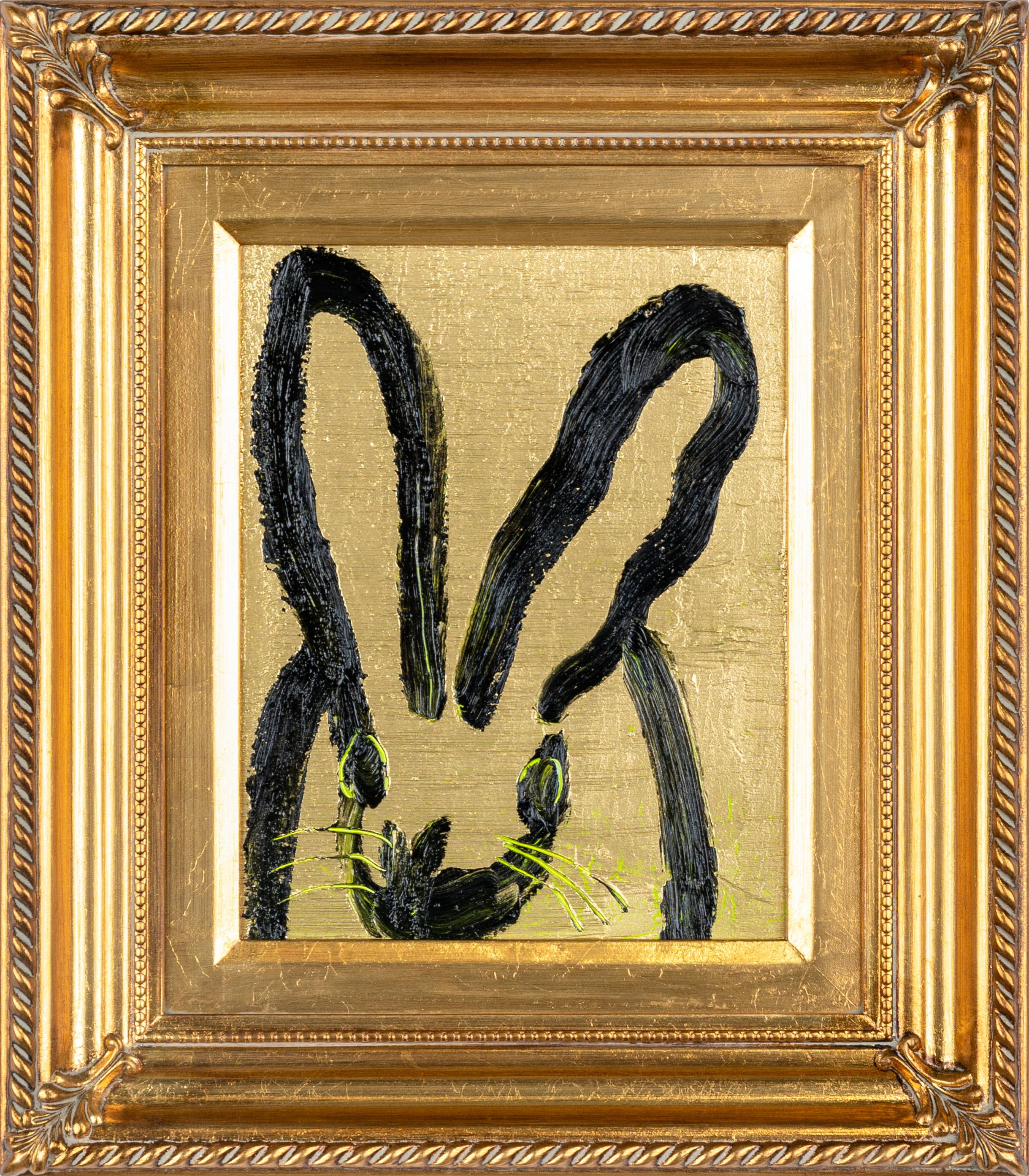 Hunt Slonem Animal Painting - 'Gold and Yellow Bunny' Unique painting