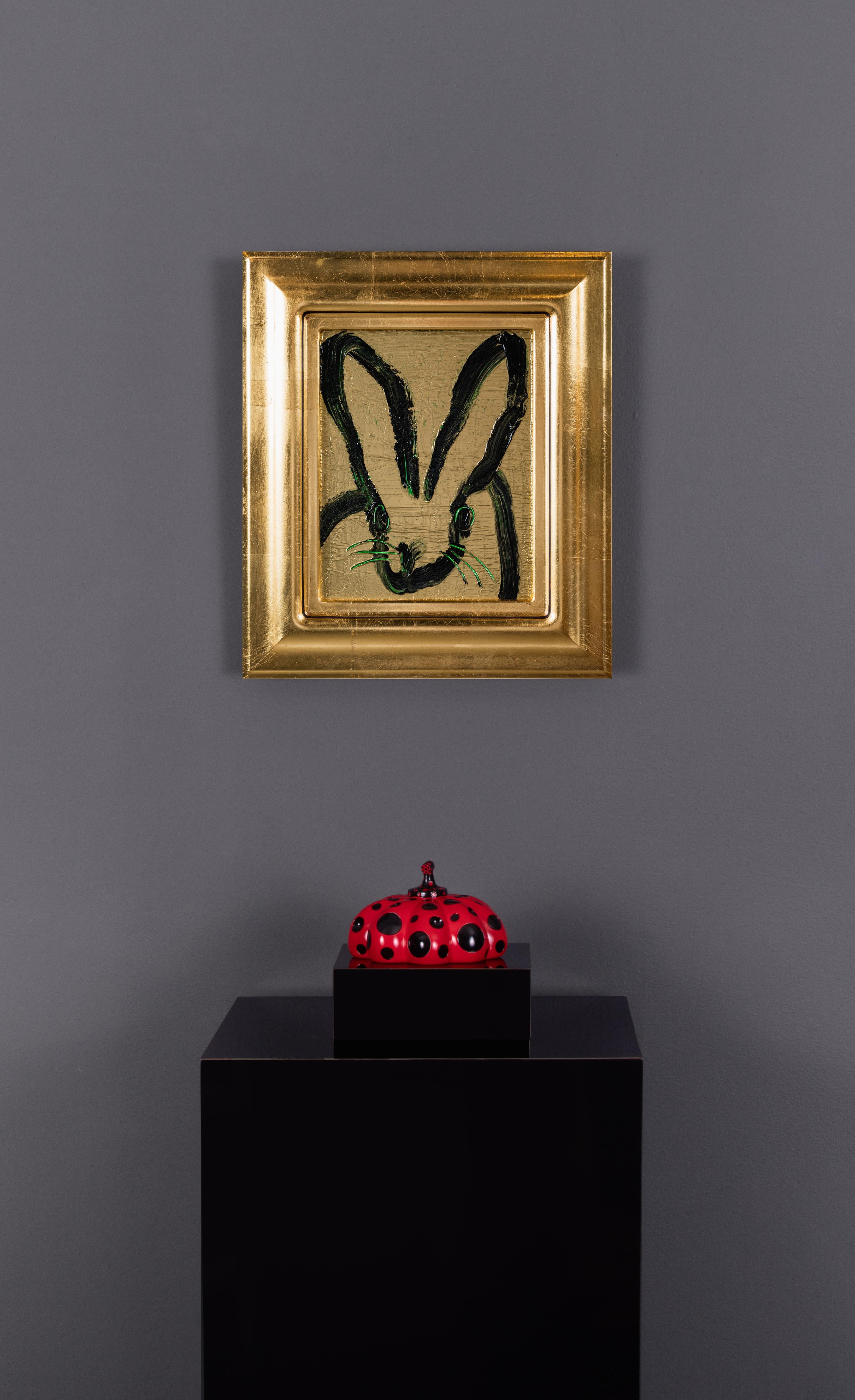 Pittura a olio gestuale metallica 'Gold Bunny', 2023 - Painting di Hunt Slonem