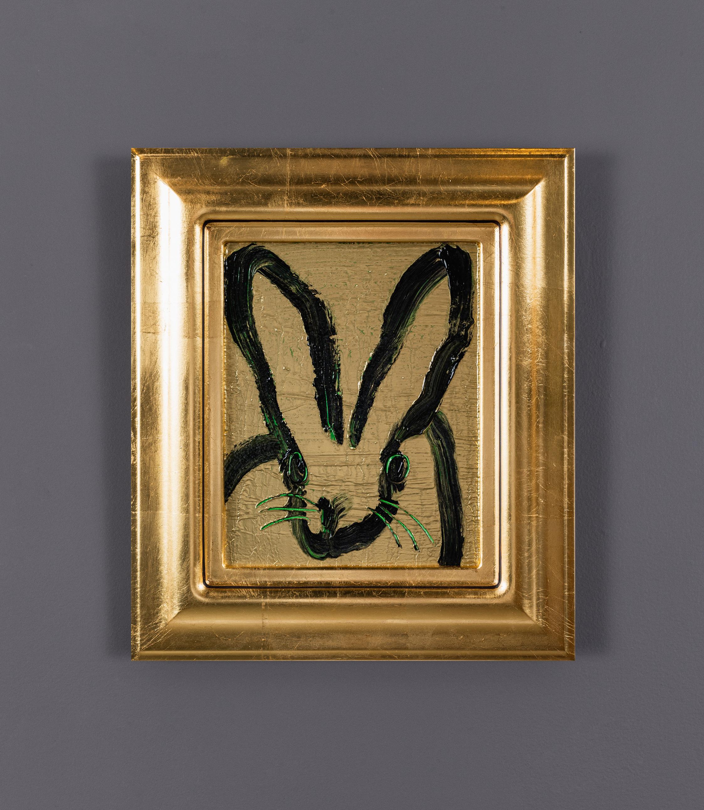 Pittura a olio gestuale metallica 'Gold Bunny', 2023 - Painting Astratto di Hunt Slonem