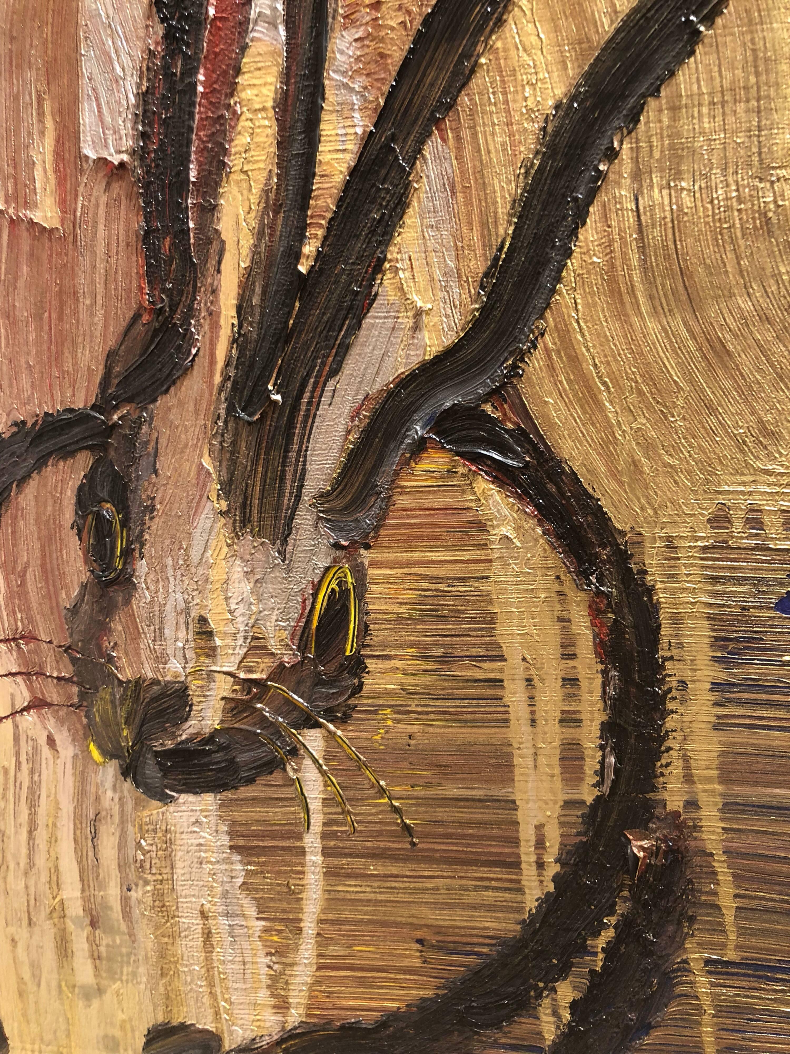 Artist:  Slonem, Hunt
Title:  Golden Bunny (Peter)
Series:  Bunnies
Date:  2016
Medium:  Oil on panel
Unframed Dimensions:  18