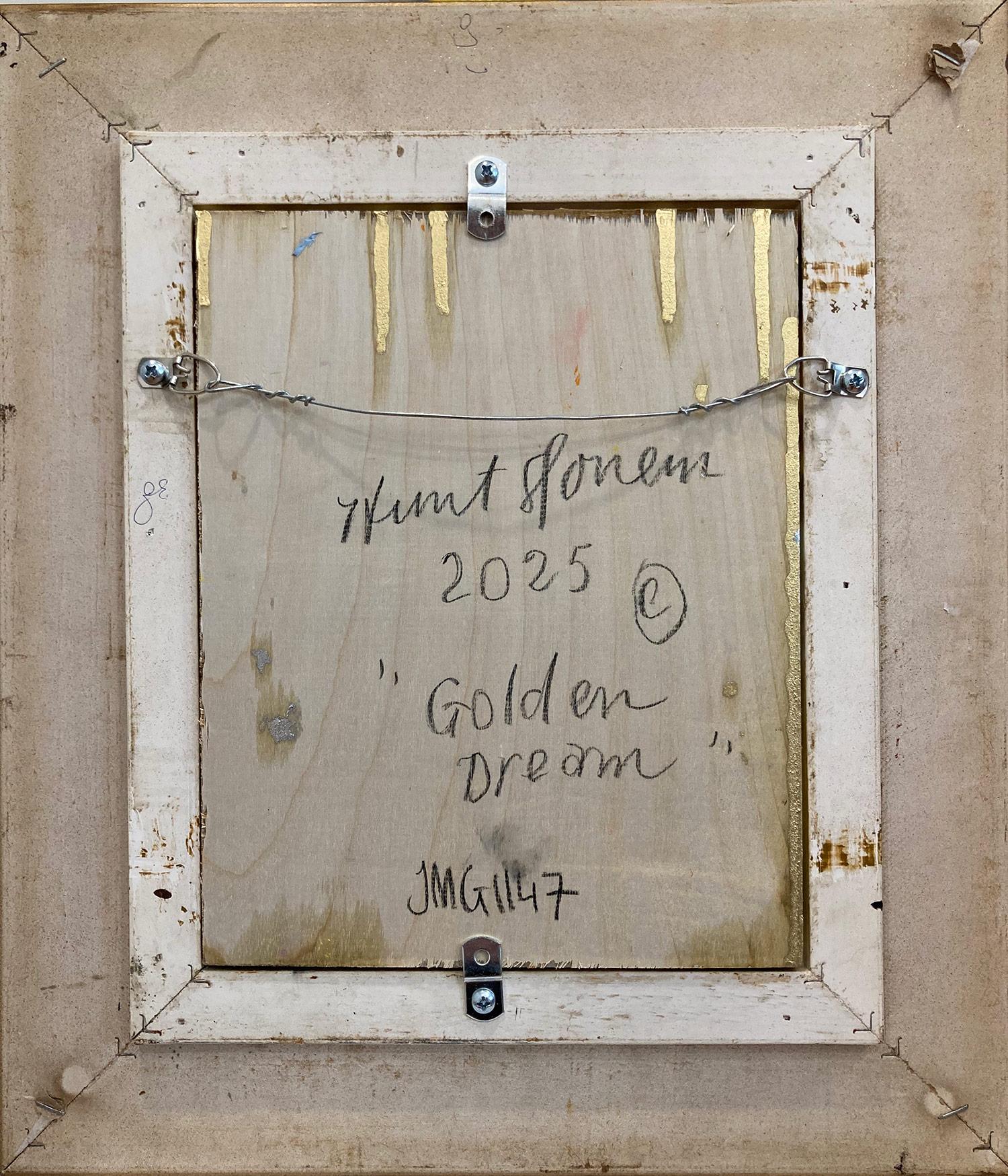 „Goldener Traum“, schwarzer Umriss, Bunny auf goldenem Hintergrund, Ölgemälde, gerahmt im Angebot 6