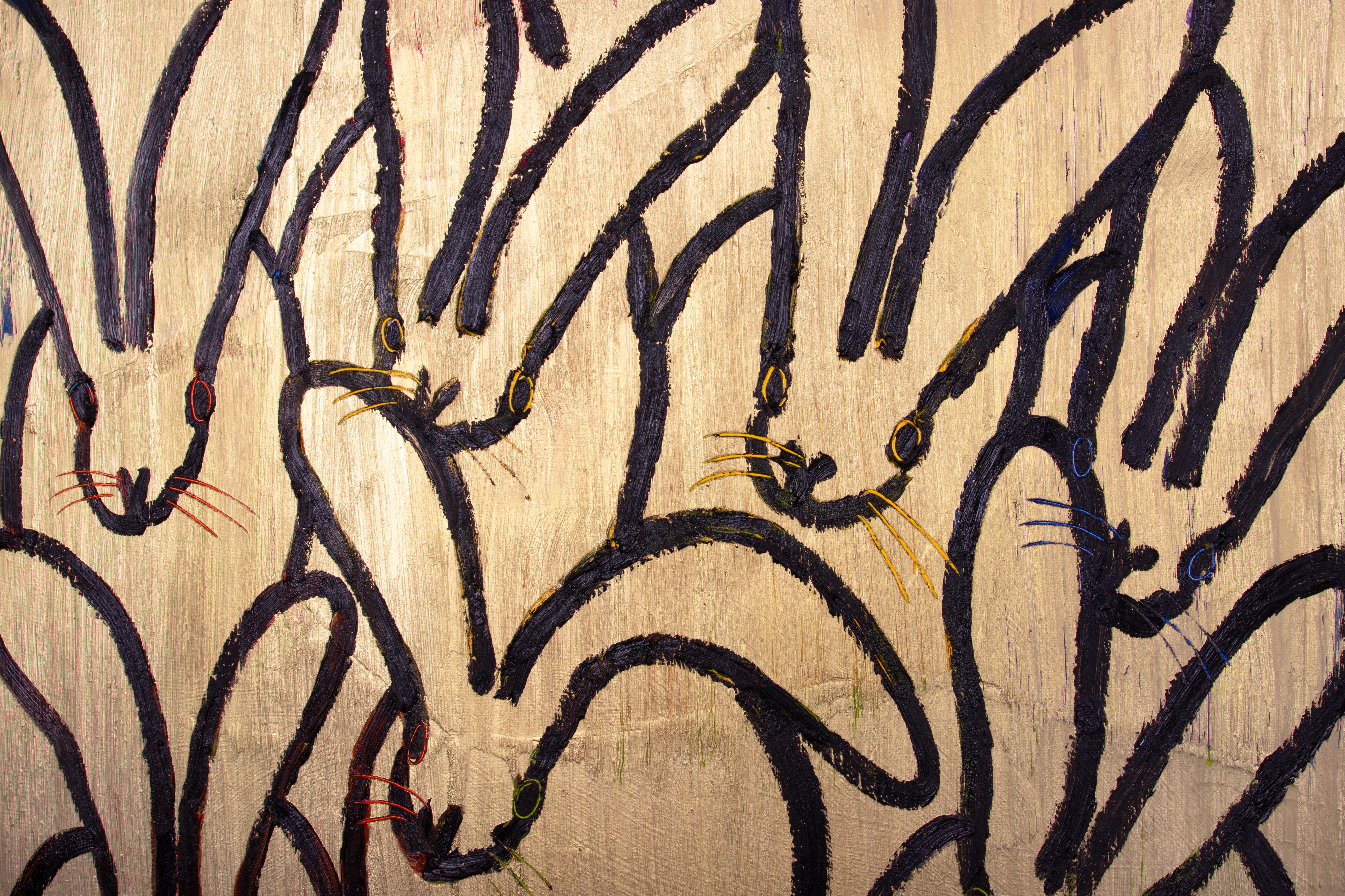 'Golden Fleece' Unique painting - Beige Animal Painting by Hunt Slonem