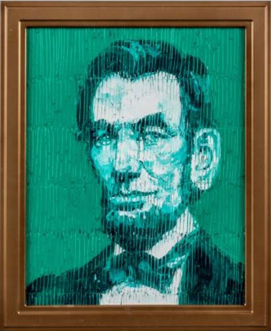 Portrait Painting Hunt Slonem - Green Abe