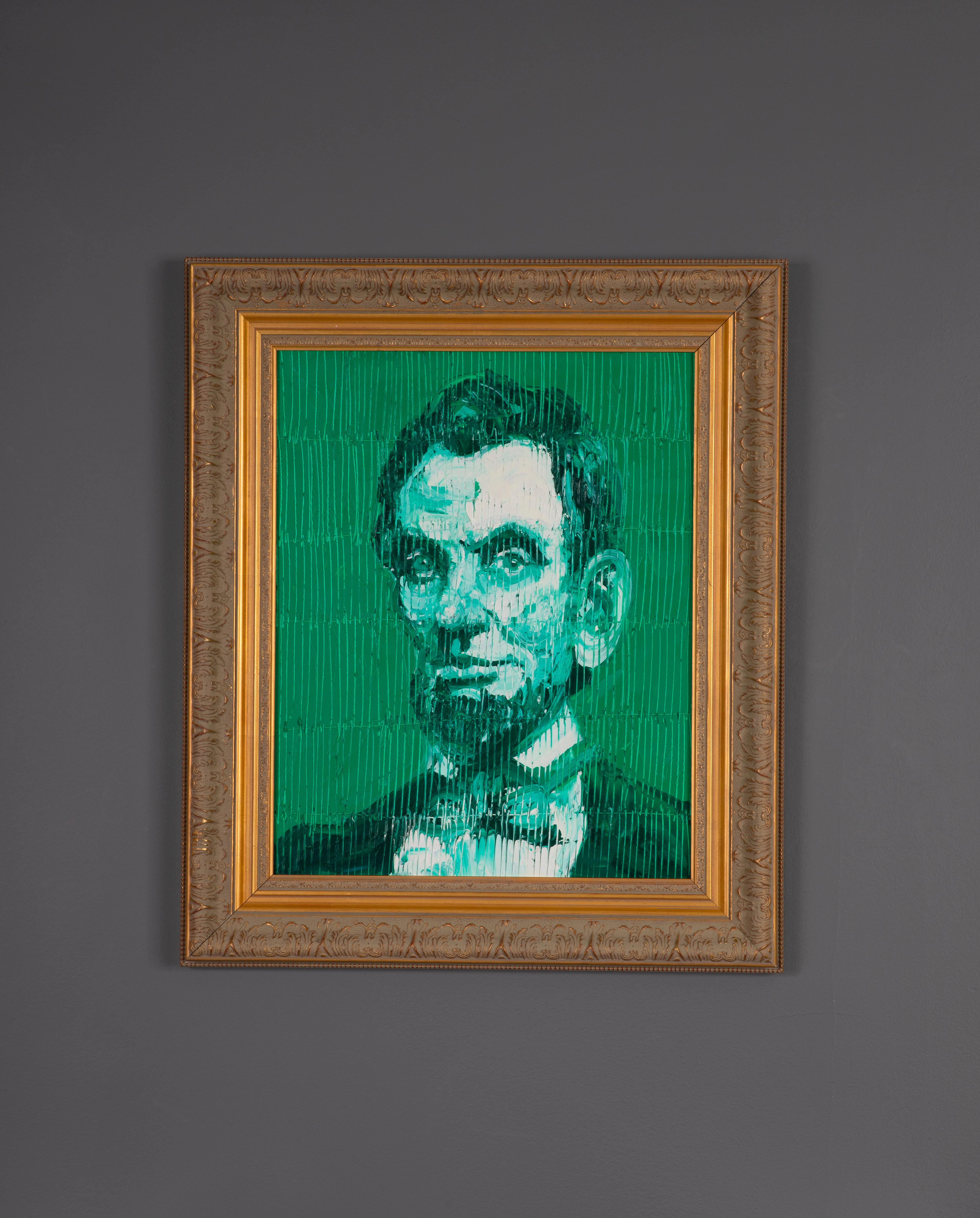 'Green Abraham Lincoln' Unique Painting 1