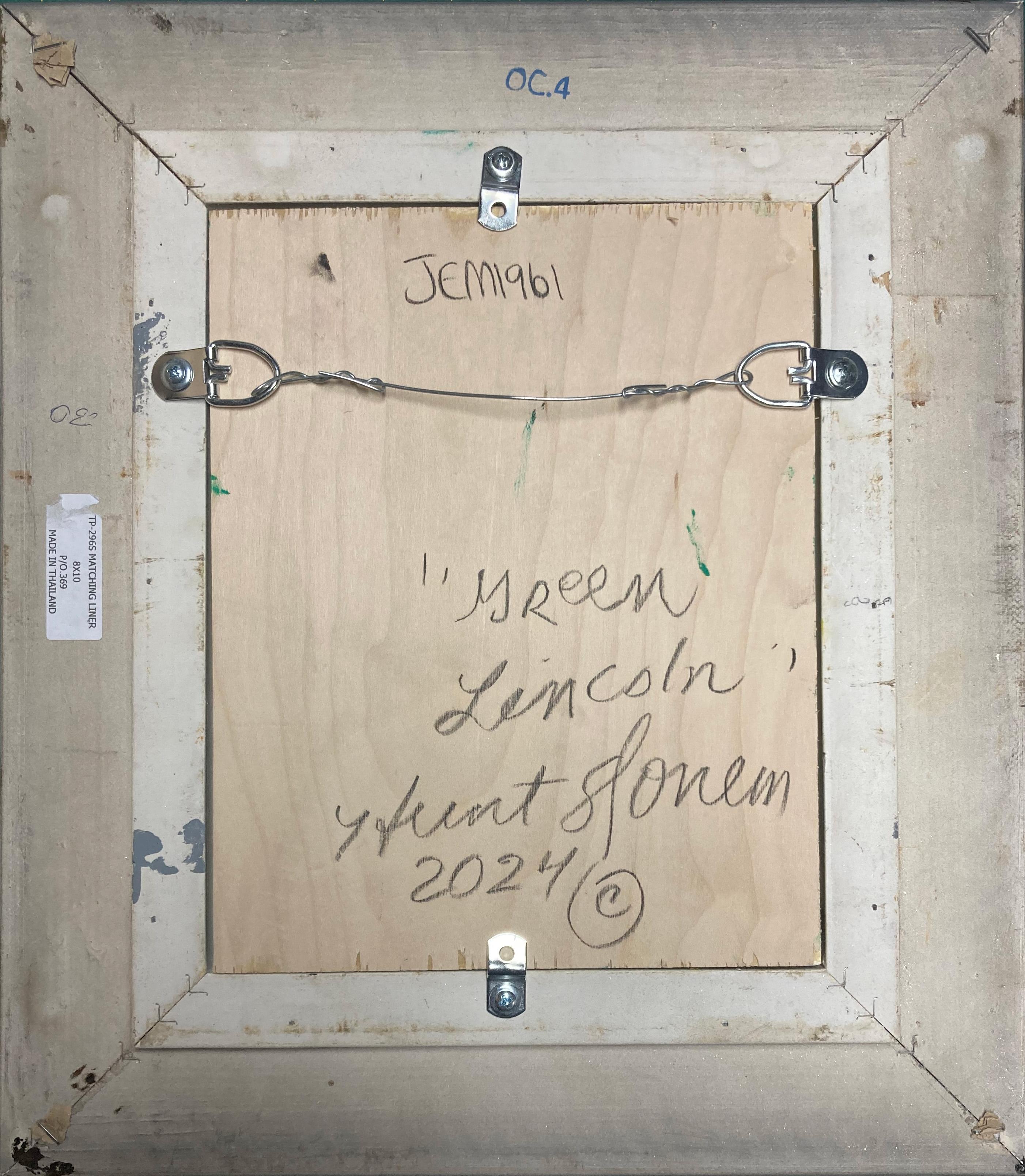 Artist:  Slonem, Hunt
Title: Green Lincoln
Date:  2024
Medium:  Oil on Wood
Unframed Dimensions:  10