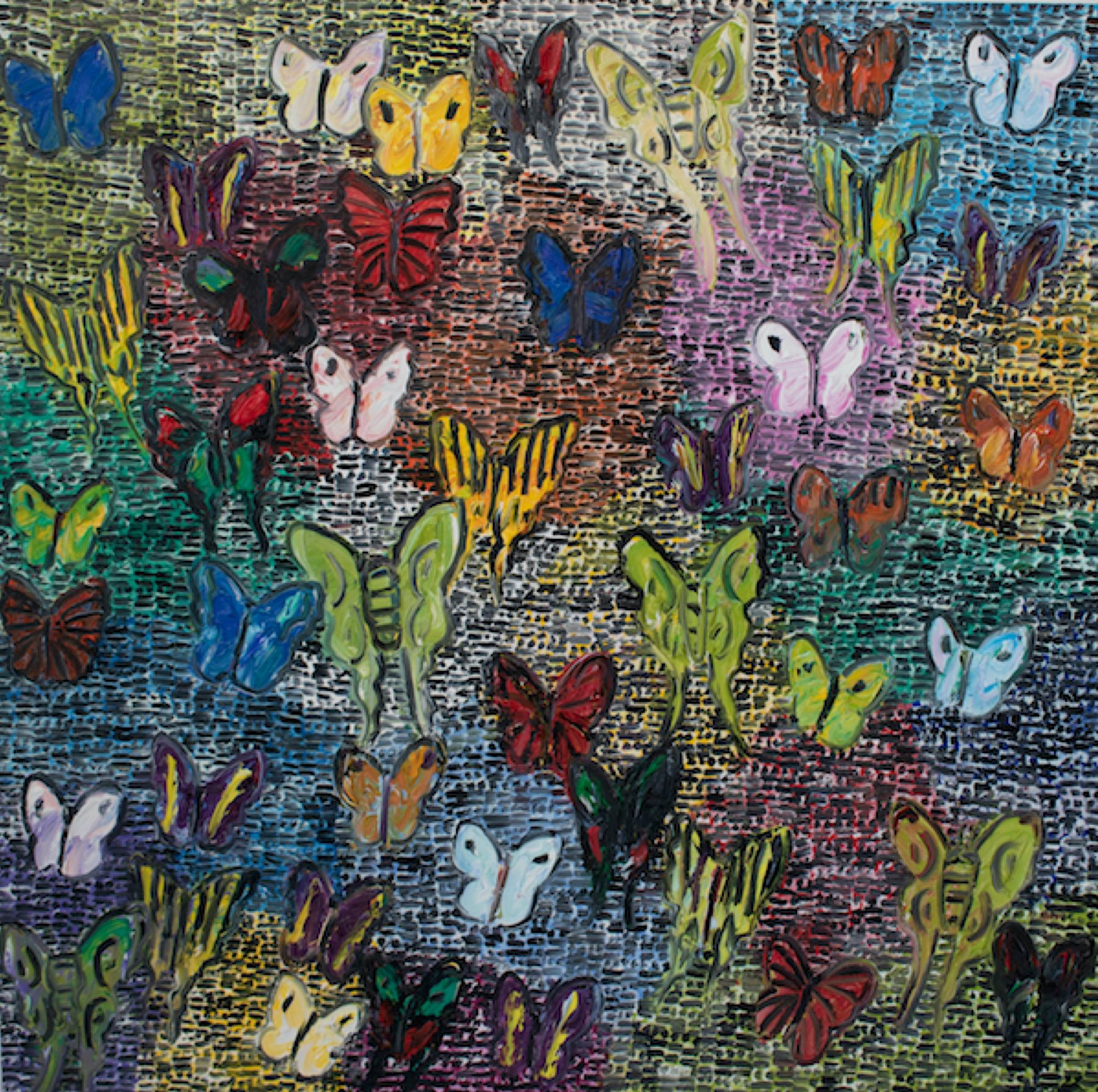 Hunt Slonem Animal Painting - Guardians 
Butterflies Saturday