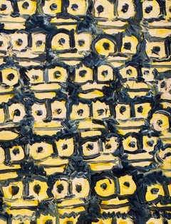 "Guardianes" Óleo Contemporáneo Ojos de Mono Postcubista Abstracto Caprichoso Animal