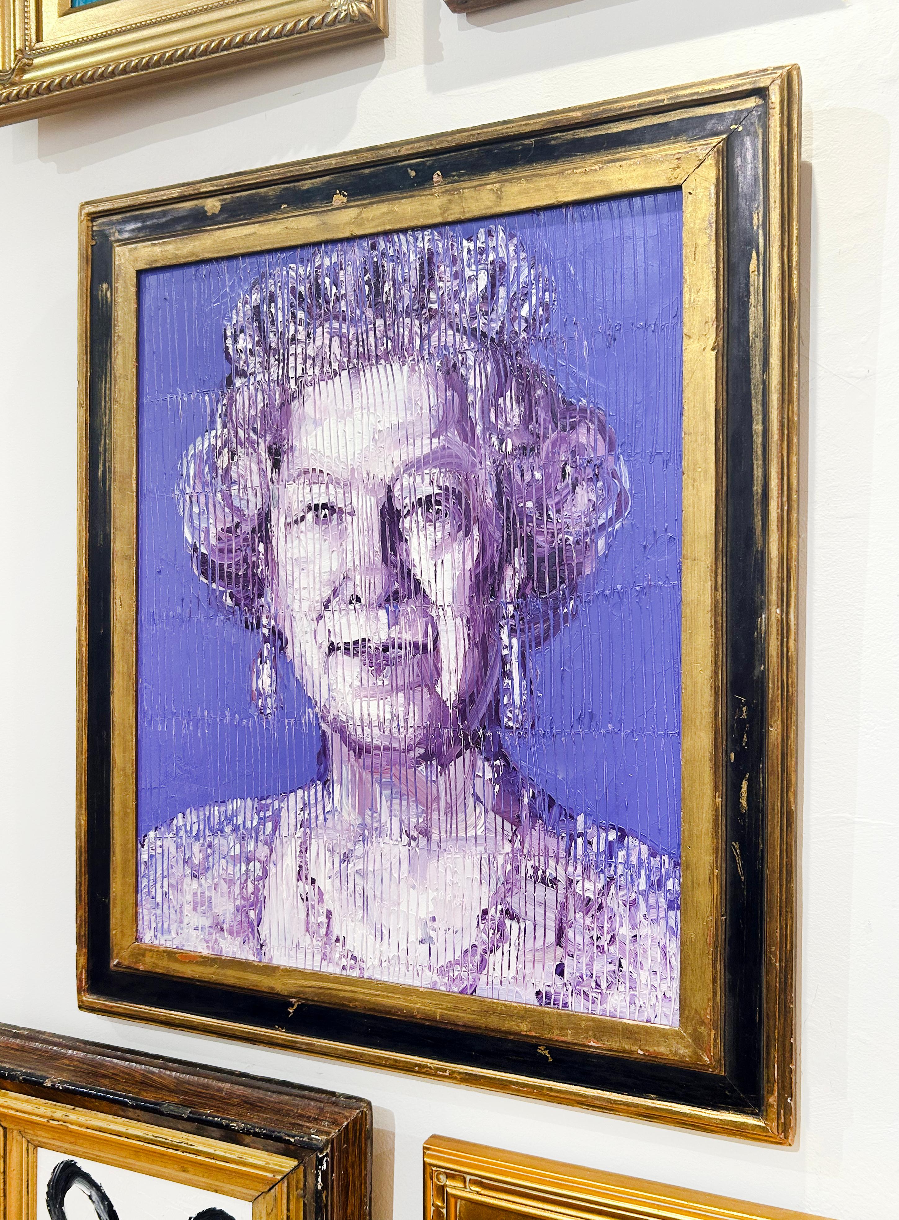 Artist:  Slonem, Hunt
Title:  Her Majesty Queen Elizabeth
Date:  2024
Medium:  Oil on wood
Unframed Dimensions:  20