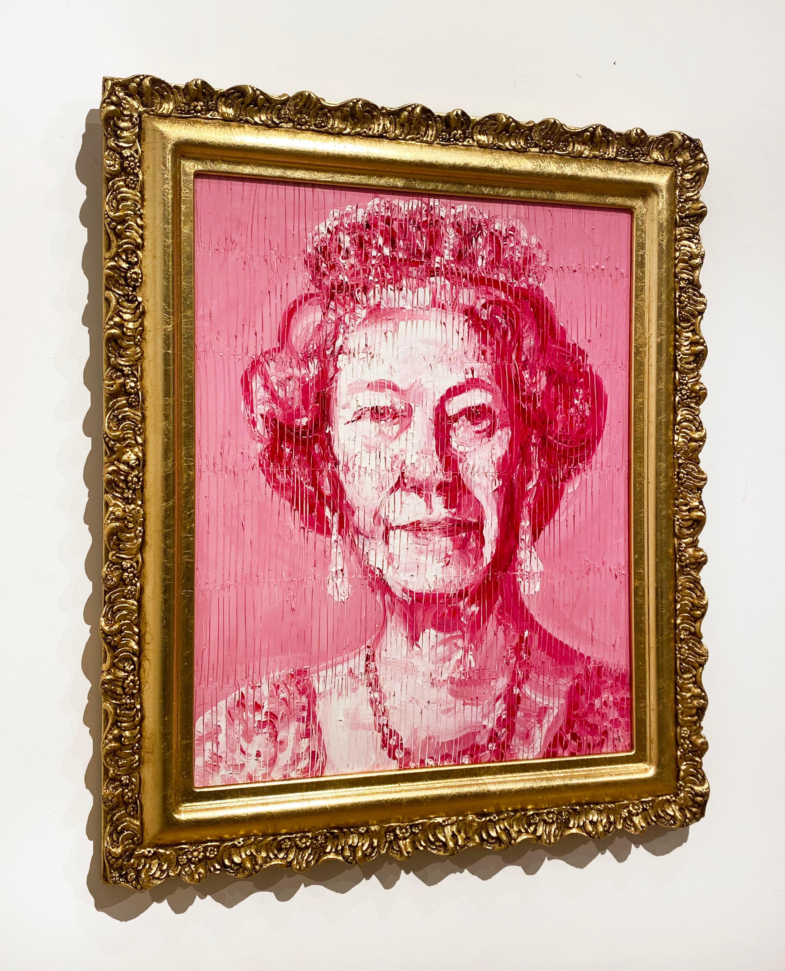 Artist:  Slonem, Hunt
Title: Her Majesty Queen Elizabeth
Date:  2023
Medium:  Oil on Wood
Unframed Dimensions:  20