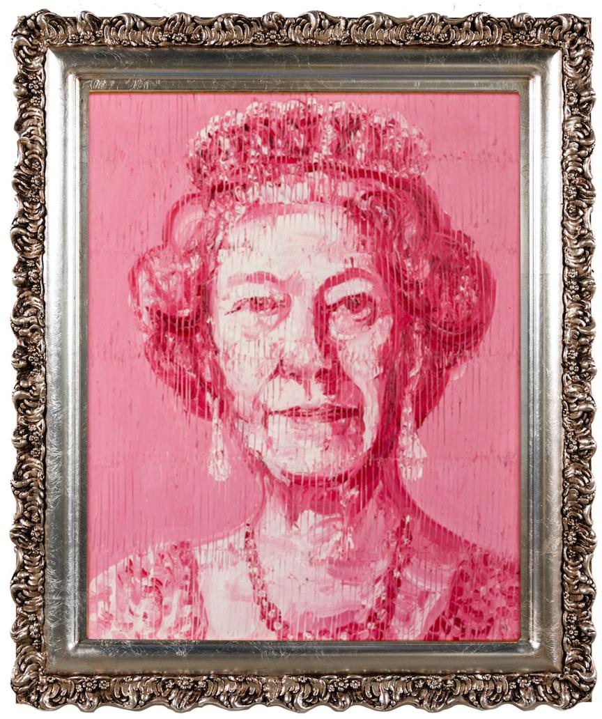 Ihre Majestät Königin Elizabeth – Painting von Hunt Slonem