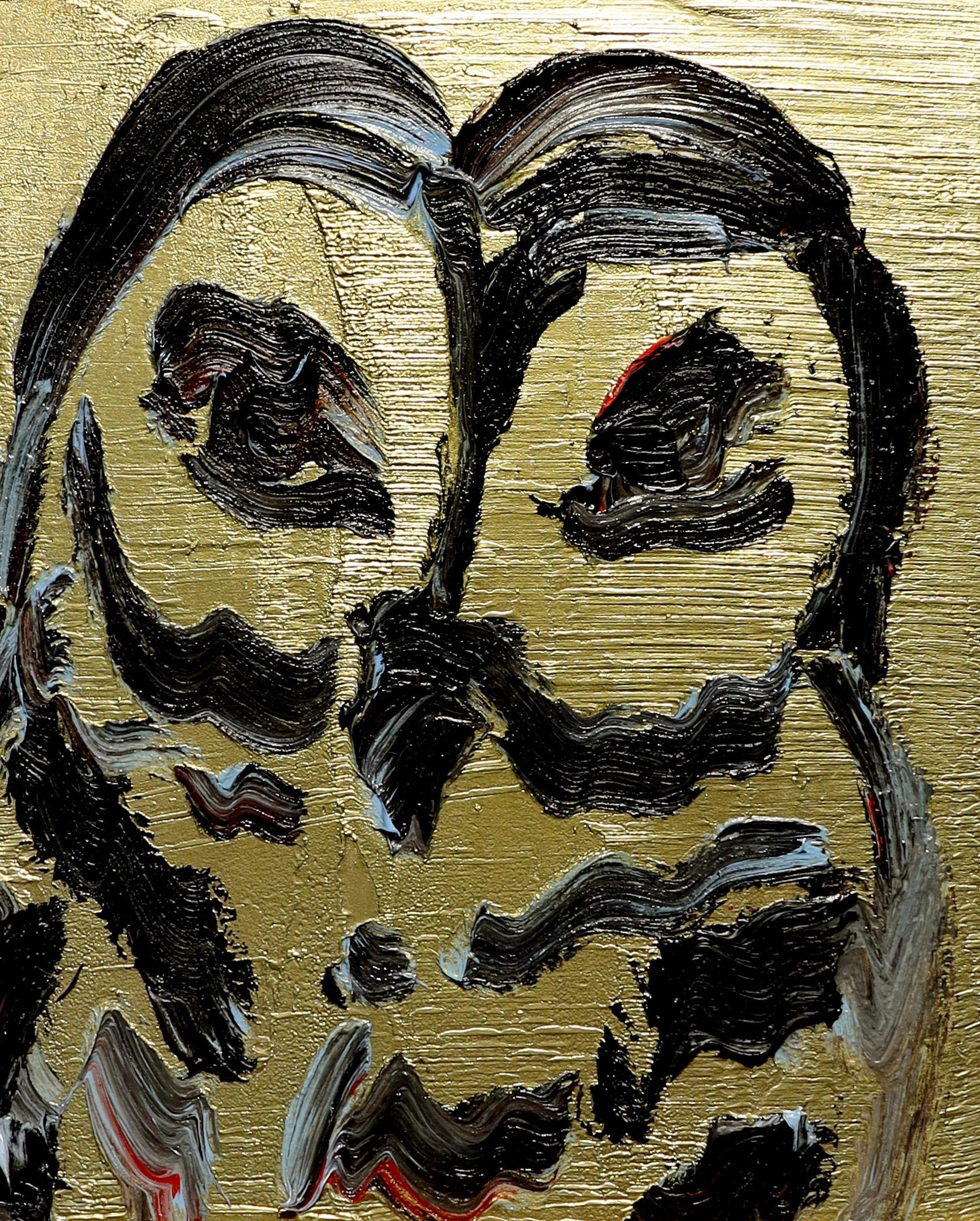 'Hoot' è un dipinto gestuale di gufo realizzato da Hunt Slonem. Gli animali gestuali si ritrovano in tutta l'opera neo-espressionista di Slonem. Lo sfondo d'oro screziato rivela uno strato di base di blu cobalto, mentre il gufo è definito da linee
