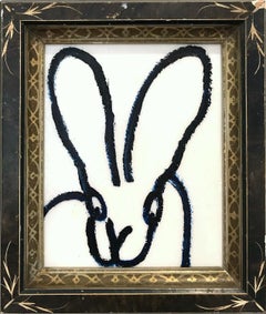 "Hope Diamond" (Bunny on White Diamond Dust) Oil Painting on Wood Panel