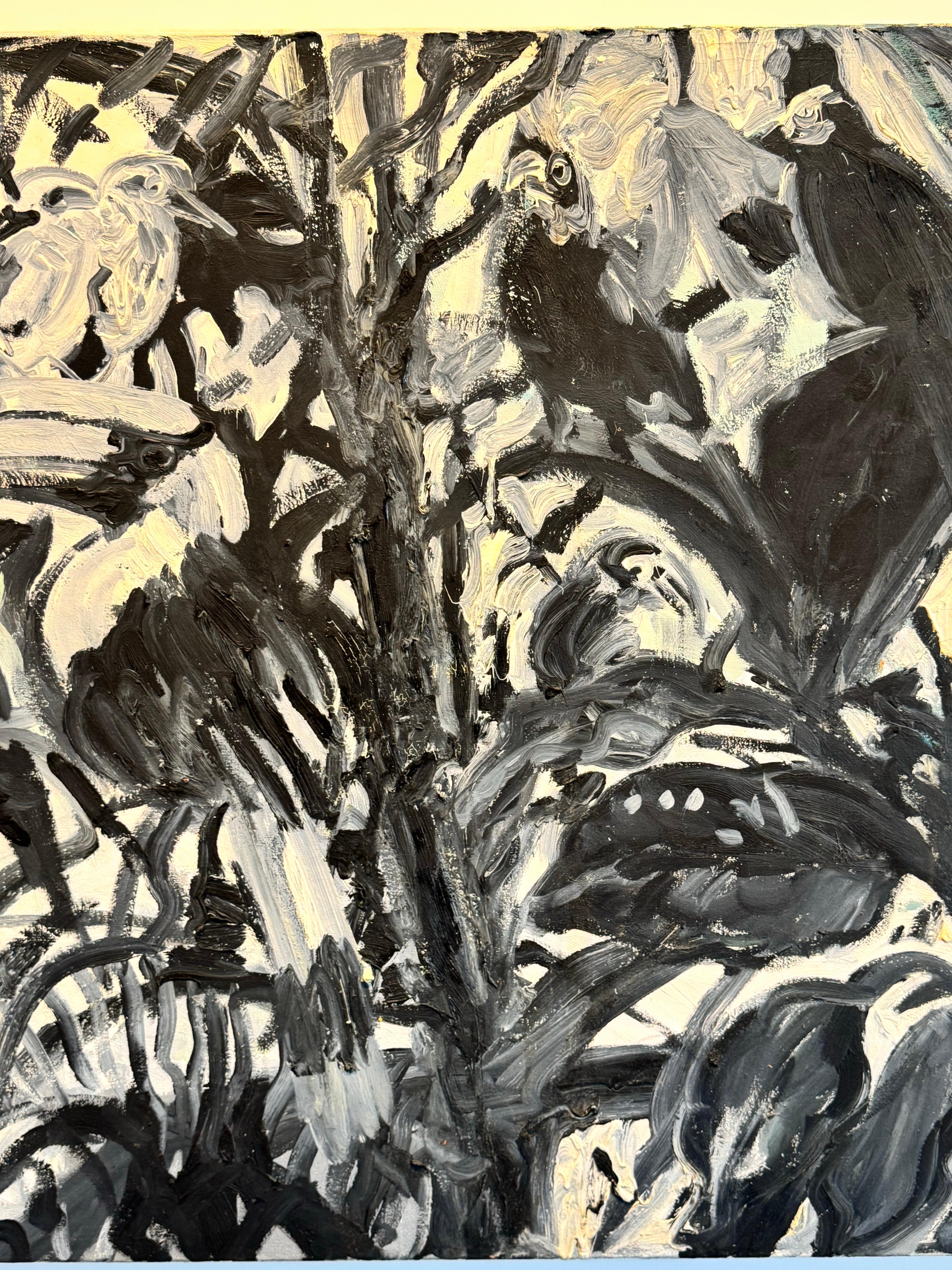 Nashornvögel 2004 (Schwarz), Animal Painting, von Hunt Slonem