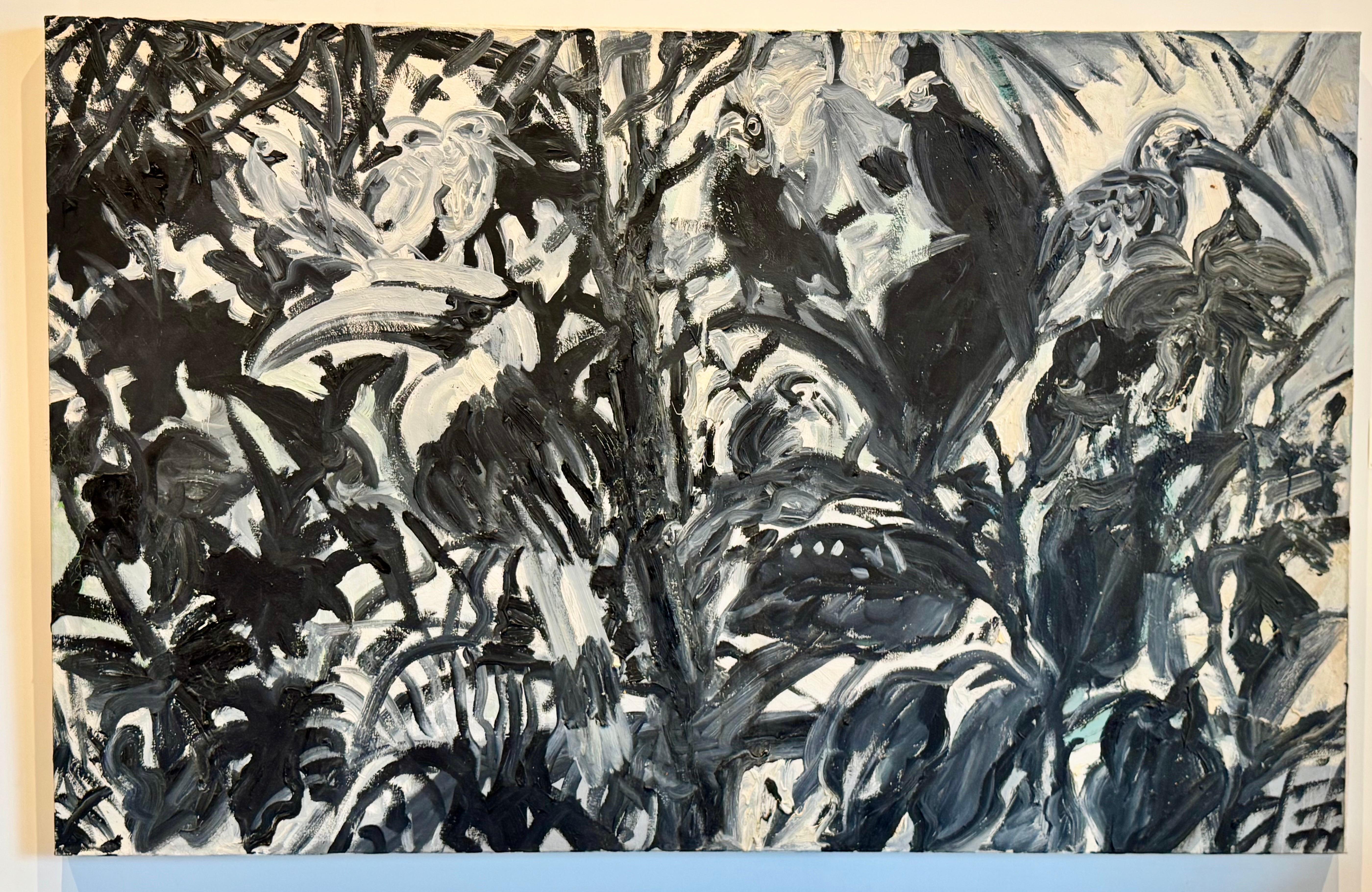 Hunt Slonem Animal Painting – Nashornvögel 2004