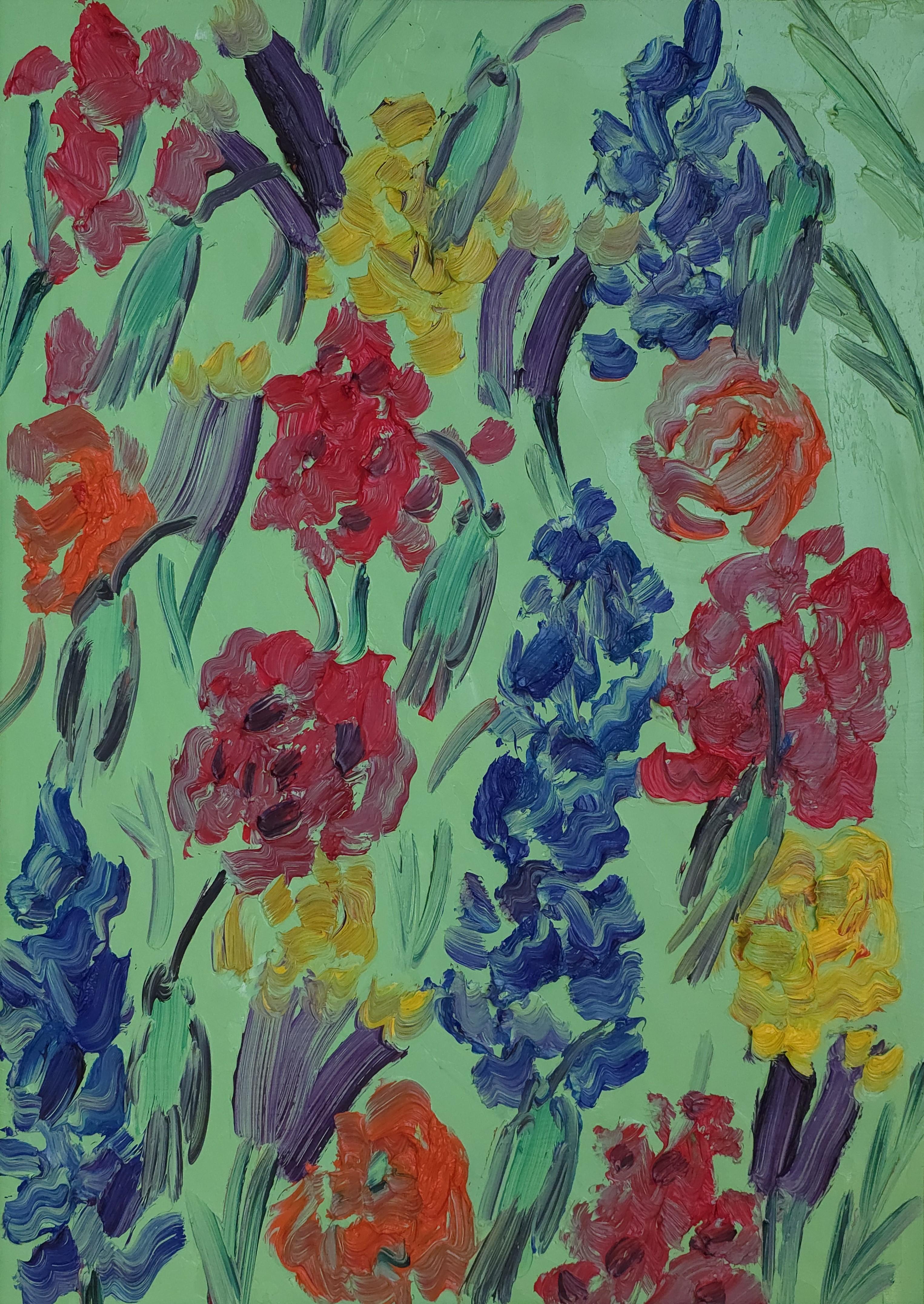 Planta de la pasión de los colibríes - Animal Painting Gris de Hunt Slonem