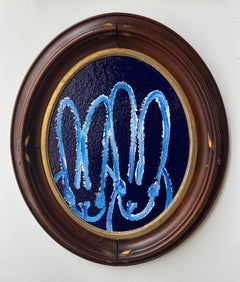 Hunt Slonem "2 Blue Diamond Dust" Bunny Couple