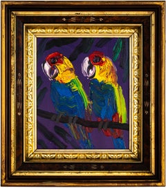 Hunt Slonem "2 Rosellas" Multicolor Birds