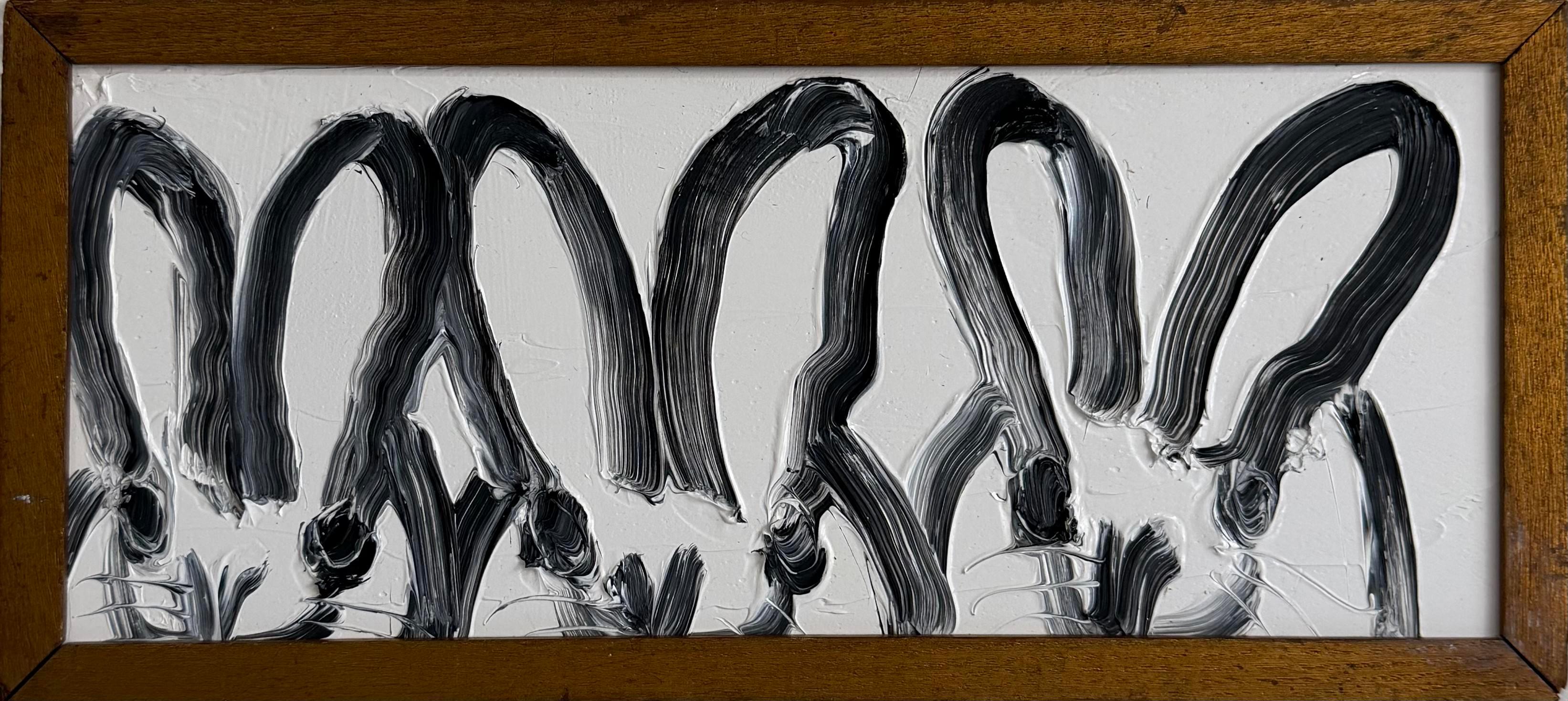 Hunt Slonem "3 Across" Black and White Bunnies