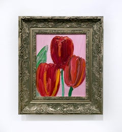Hunt Slonem "3 Blüten" Original-Blumengemälde in Öl