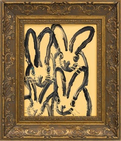 Hunt Slonem "4 Bunnys" Original bunnies painting in oil