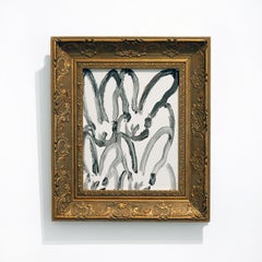 Hunt Slonem "4 Huddle Hutch" Original bunnies painting in oil