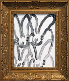 Hunt Slonem "4 Huddle Hutch" Original bunnies painting in oil