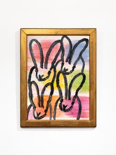 Hunt Slonem "4 Play Bunnies" painting