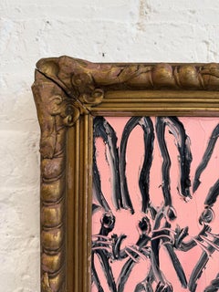 Hunt Slonem "4 Square" Black and Pink Bunnies