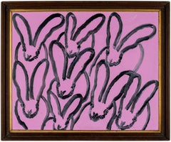 Hunt Slonem „8“ Rosa Hasen mit Jagdmotiv