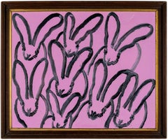 Hunt Slonem „8“ Rosa Hasen mit Jagdmotiv