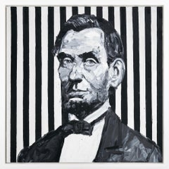Hunt Slonem "Abraham Lincoln" Neoexpressionist Framed Oil on Canvas Painting