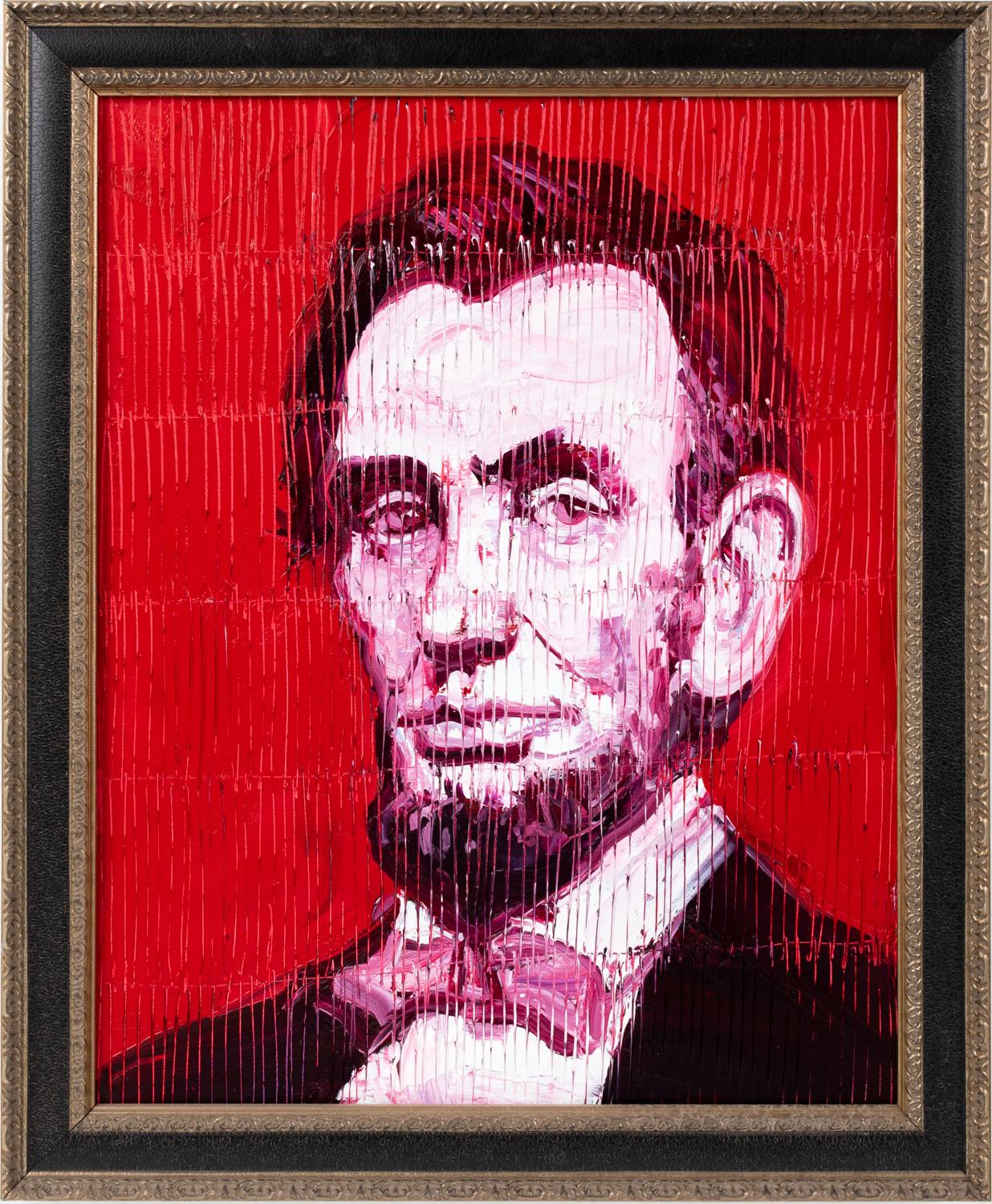 Hunt Slonem "Abraham Lincoln" Retrato original al óleo