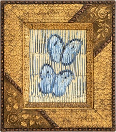 Hunt Slonem "Aesthetic Movement" Farfalle blu e oro