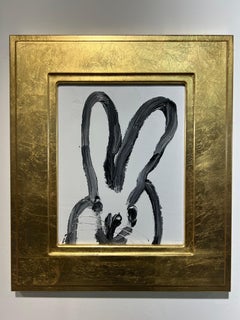 Hunt Slonem "All Ears" Black Outline Bunny on White