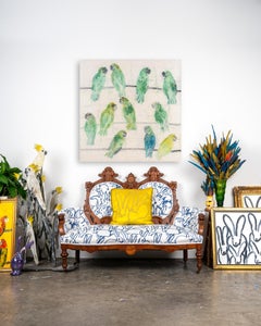 Hunt Slonem "Amazons & Pionus" Green Birds