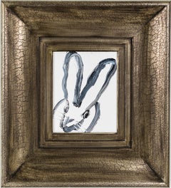Hunt Slonem "Anderson" Black Outline Bunny On White